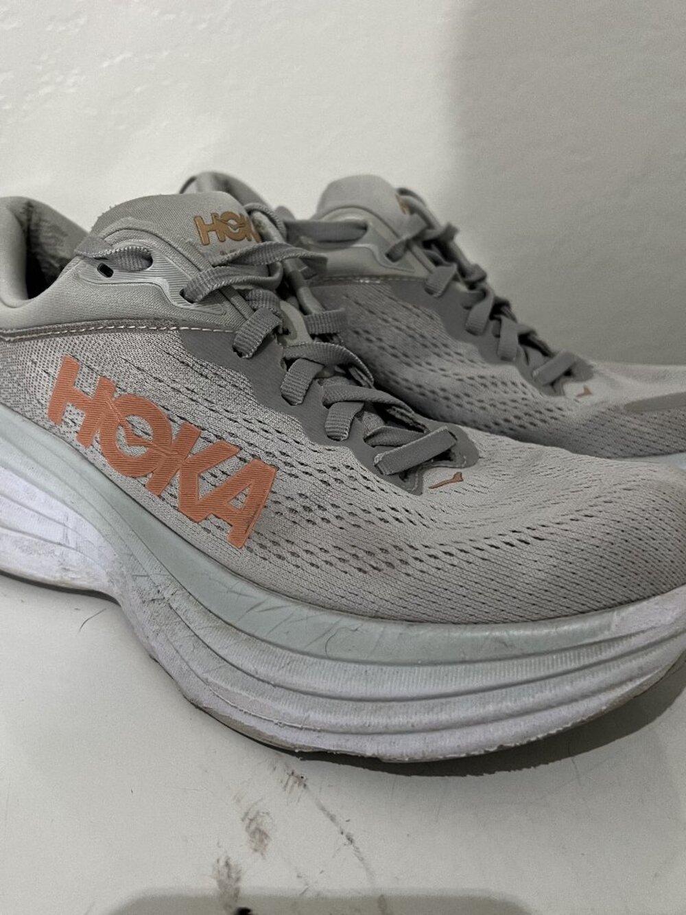 Hoka One One Bondi 8 Running Shoes Womens 8B Harbor Mist Lunar Rock